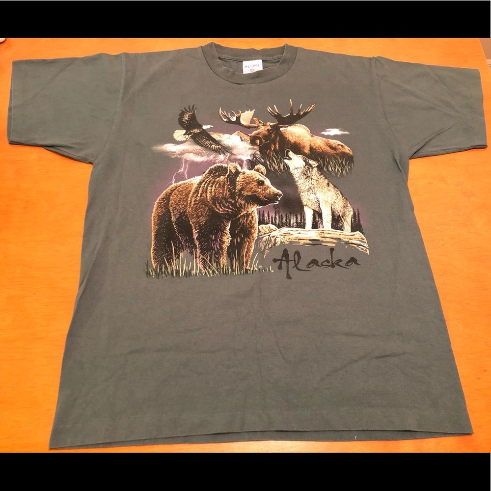 Vintage Alaska Animals Shirt Single Stitched Large